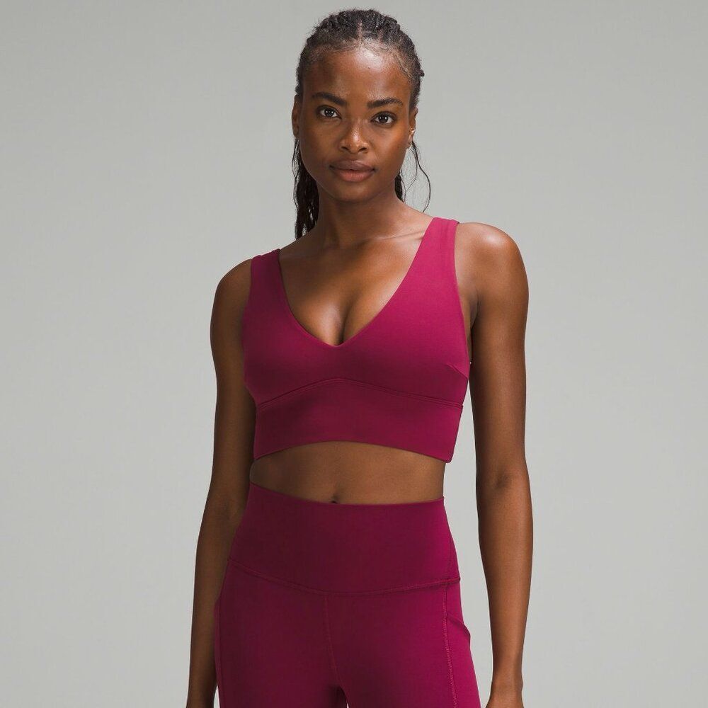 Lululemon Align V-Neck Bra Light Support C/D Cup Deep Luxe Pink Size 14 - Picture 2 of 7